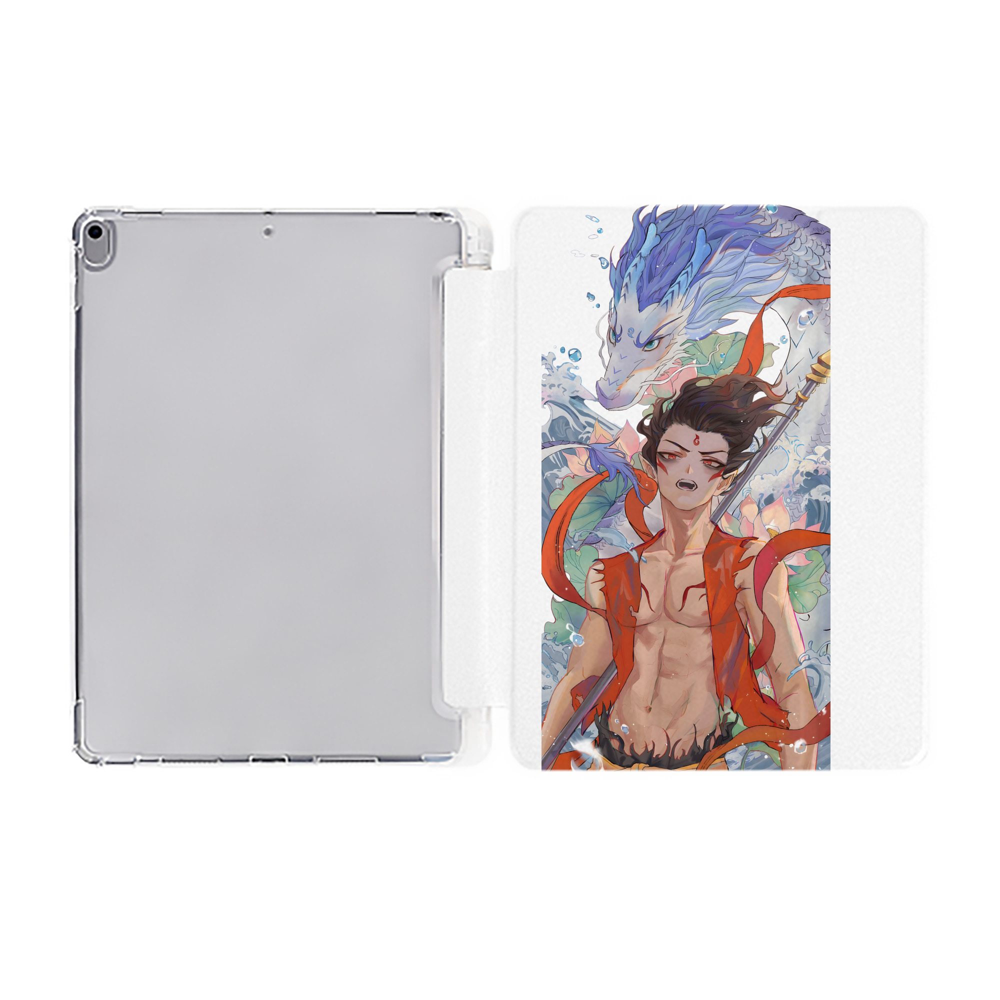 Ne Zha 2 ナタ 魔童の大暴れ IPad ケース ペン収納付き 三つ折りスタンド PUレザー×シリコン 対応機種9.5/10.5/10.9インチ